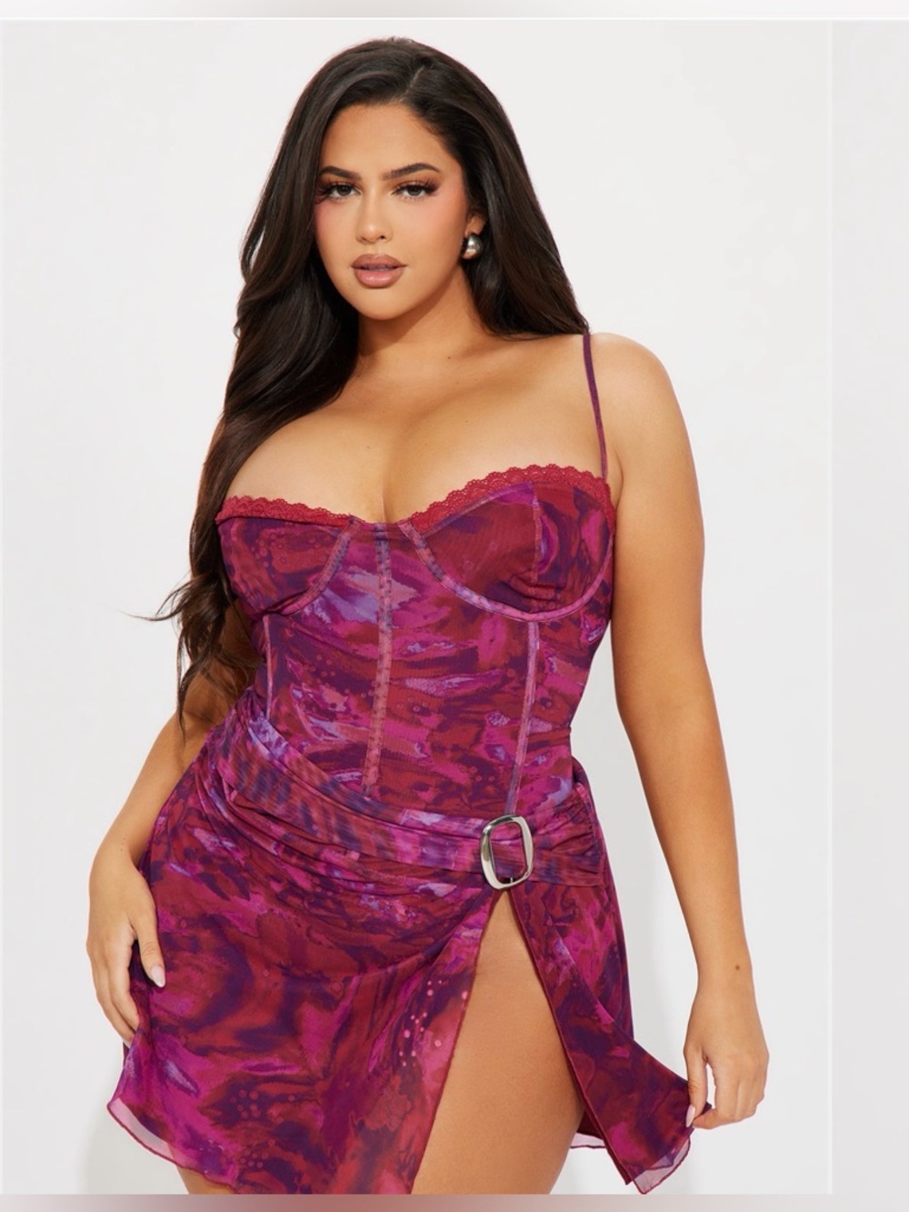 NWT Fashion Nova Purple Marble Print Corset Mini Dress - Picture 3 of 3